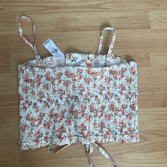 NWT American Eagle Floral Smocked Cropped Corset Top Size Large - Picture 4 of 5